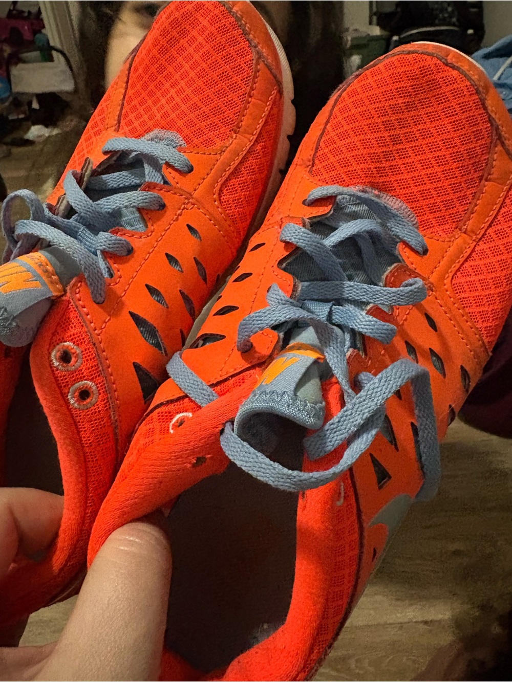 Nike Orange and Light Blue Women's Sneakers
